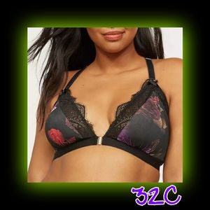 🌈 Floral Unlined No-Wire Bra With Eyelash